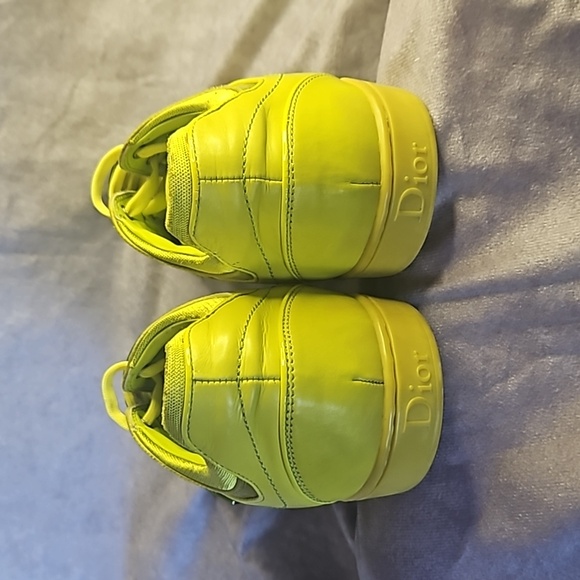 Christian Dior Lime Neon Green Yellow Metallic Sneaker Shoe Lace Up Sz. 36 - Picture 9 of 9